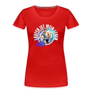 Laufen ist mein Leben - Frauen Premium Bio T-Shirt - Rot - Vorne - Mia (176cm)