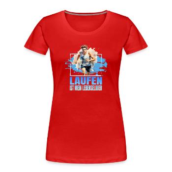 Laufen ist mein Lebenselixier - Frauen Premium Bio T-Shirt - Rot - Vorne - Mia (176cm)