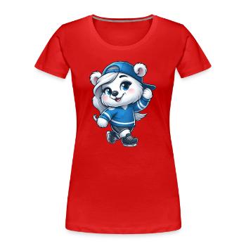Bear Polar Bear Girl Ice Skating Ice Skating - Women's Premium Organic T-Shirt - red - Front - Mia (176cm)