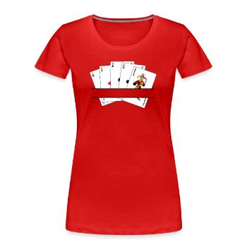 Fünffaches Textbanner - Frauen Premium Bio T-Shirt - Rot - Vorne - Mia (176cm)