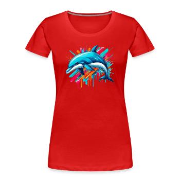 Dolphin - Women's Premium Organic T-Shirt - red - Front - Mia (176cm)