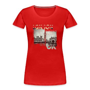 London UK Vintage - Frauen Premium Bio T-Shirt - Rot - Vorne - Mia (176cm)