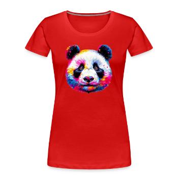 Panda - Frauen Premium Bio T-Shirt - Rot - Vorne - Mia (176cm)