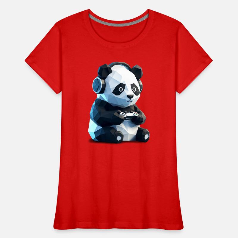 Gaming Panda with Headset & Controller Women's Premium Organic T-Shirt