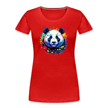 Panda - Frauen Premium Bio T-Shirt - Rot - Vorne - Mia (176cm)
