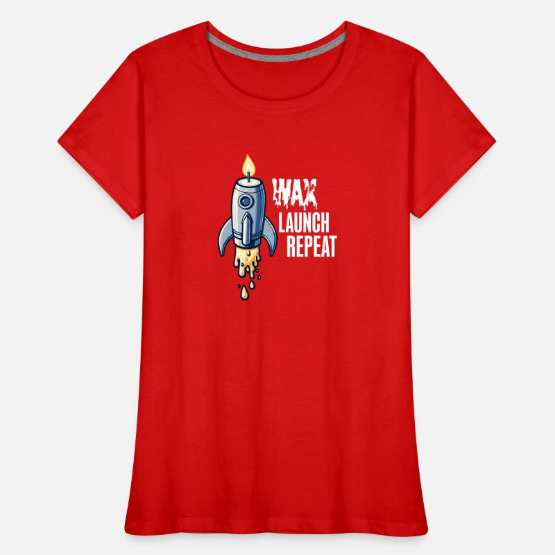 WAX Launch Repeat – Fun Rocket Candle Design Women's Premium Organic T-Shirt
