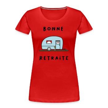 RUHESTAND. RUHESTAND. PENSIONIERT. GLÜCKLICHER RUHESTAND - Frauen Premium Bio T-Shirt - Rot - Vorne - Mia (176cm)
