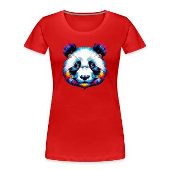Panda - Frauen Premium Bio T-Shirt - Rot - Vorne - Mia (176cm)