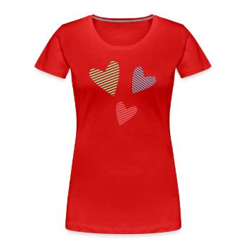 HERZ. PAPA. MAMA. Junggesellinnenabschied. BEBE. KIND. HERZ. FEST - Frauen Premium Bio T-Shirt - Rot - Vorne - Mia (176cm)