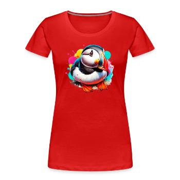 Papageitaucher - Frauen Premium Bio T-Shirt - Rot - Vorne - Mia (176cm)