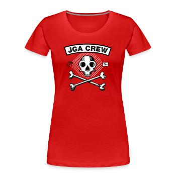 JGA Crew - Skull and Bones - Frauen Premium Bio T-Shirt - Rot - Vorne - Mia (176cm)