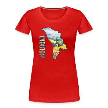 Aquarell Landkarte Moldawien - Frauen Premium Bio T-Shirt - Rot - Vorne - Mia (176cm)