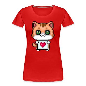 Pixelliebendes Kätzchen - Frauen Premium Bio T-Shirt - Rot - Vorne - Mia (176cm)