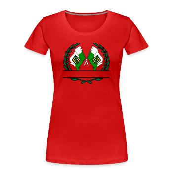 Fahnen Sachsen Lorbeerkranz Banner - Frauen Premium Bio T-Shirt - Rot - Vorne - Mia (176cm)
