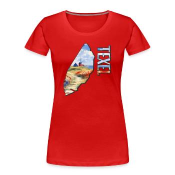 Aquarell Landkarte Texel - Frauen Premium Bio T-Shirt - Rot - Vorne - Mia (176cm)