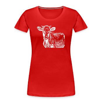 T-shirt de vache personnalisé cadeau pour les agriculteurs - T-shirt bio Premium Femme - rouge - Devant - Mia (176cm)