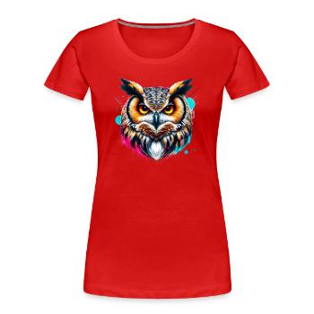Eule - Frauen Premium Bio T-Shirt - Rot - Vorne - Mia (176cm)