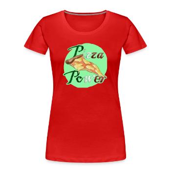 Pizza Power Super Powers Energy Slice UK - Women's Premium Organic T-Shirt - red - Front - Mia (176cm)