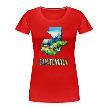 Carte à l’aquarelle du Guatemala - T-shirt bio Premium Femme - rouge - Devant - Mia (176cm)