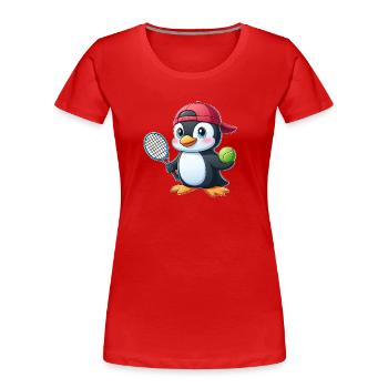 Mignon pingouin joueur de tennis dessin animé - T-shirt bio Premium Femme - rouge - Devant - Mia (176cm)