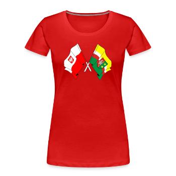 Flag of Poland, Lubusz crossed - Women's Premium Organic T-Shirt - red - Front - Mia (176cm)