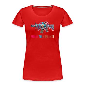 Conflict freeze ice cream - Women's Premium Organic T-Shirt - red - Front - Mia (176cm)