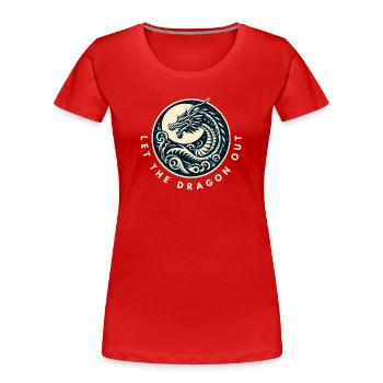 Lass den Drachen raus - Frauen Premium Bio T-Shirt - Rot - Vorne - Mia (176cm)