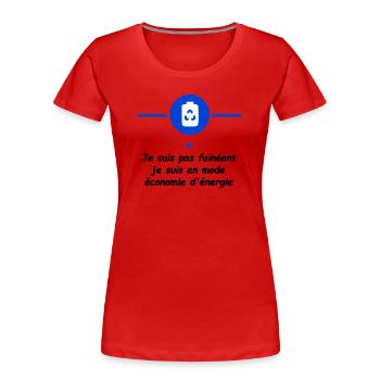 Mode économie d'énergie - T-shirt bio Premium Femme - rouge - Devant - Mia (176cm)
