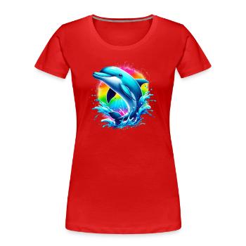 Delfin - Frauen Premium Bio T-Shirt - Rot - Vorne - Mia (176cm)