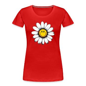 Gänseblümchen - Frauen Premium Bio T-Shirt - Rot - Vorne - Mia (176cm)