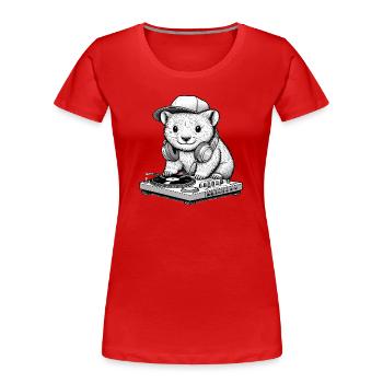 motif wombat cool en tant que DJ avec des écouteurs - T-shirt bio Premium Femme - rouge - Devant - Mia (176cm)