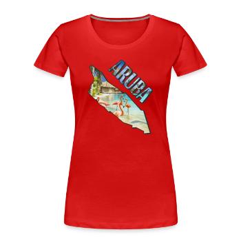 Watercolor Map Aruba - Women's Premium Organic T-Shirt - red - Front - Mia (176cm)