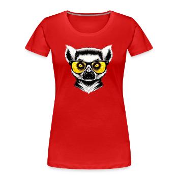 Lemur with Sunglasses - Women's Premium Organic T-Shirt - red - Front - Mia (176cm)