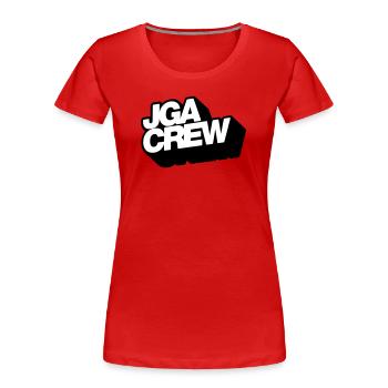 JGA-Crew 3D-Typo - Frauen Premium Bio T-Shirt - Rot - Vorne - Mia (176cm)