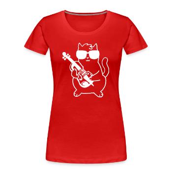 Geiger Geige Katze - Frauen Premium Bio T-Shirt - Rot - Vorne - Mia (176cm)