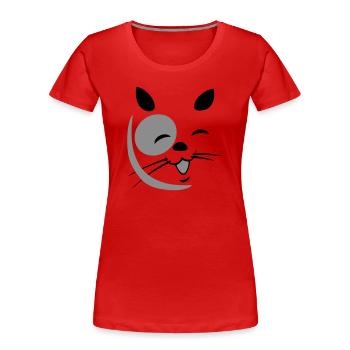 Katzengesicht - Frauen Premium Bio T-Shirt - Rot - Vorne - Mia (176cm)