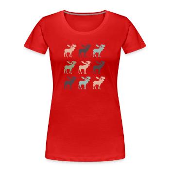 Elch - Frauen Premium Bio T-Shirt - Rot - Vorne - Mia (176cm)
