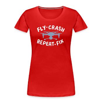 Drohne Pilot Quadrocopter UAV - Frauen Premium Bio T-Shirt - Rot - Vorne - Mia (176cm)