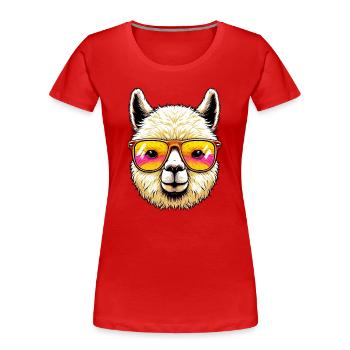 Alpaka - Frauen Premium Bio T-Shirt - Rot - Vorne - Mia (176cm)