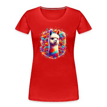 Alpaga - T-shirt bio Premium Femme - rouge - Devant - Mia (176cm)
