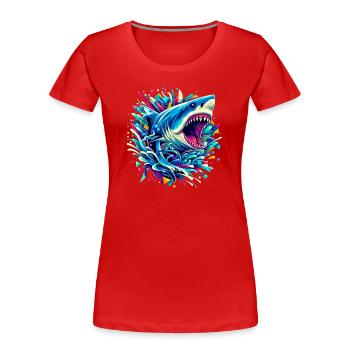 Shark - Women's Premium Organic T-Shirt - red - Front - Mia (176cm)