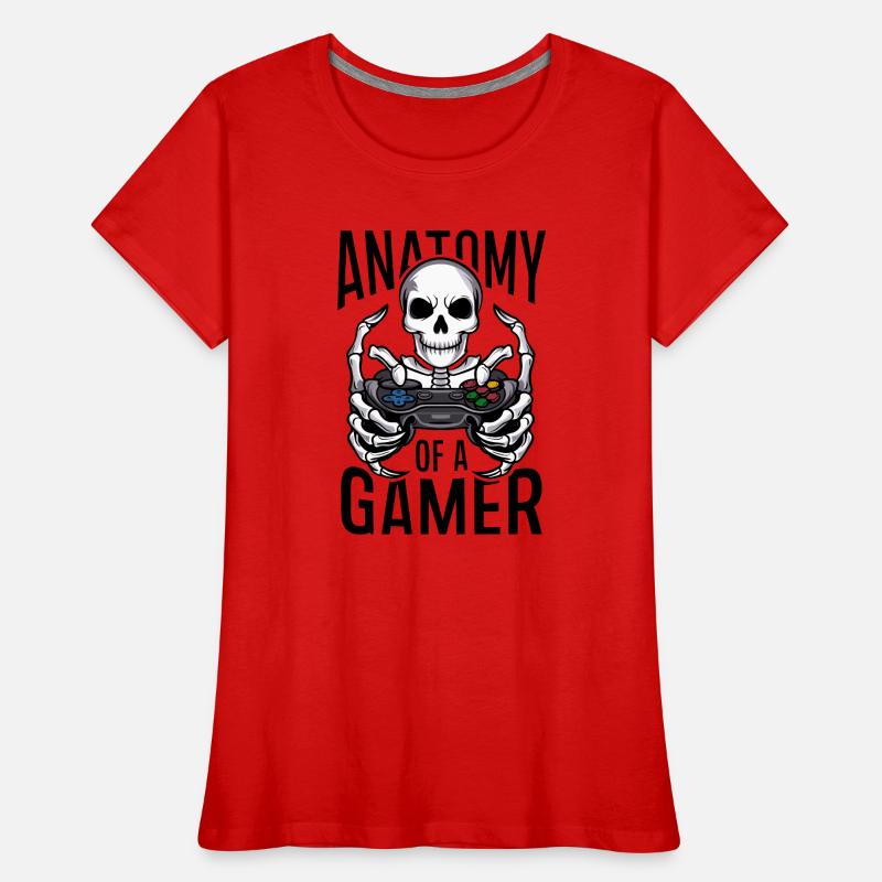 Gamer Skeleton with Game Controller Women's Premium Organic T-Shirt
