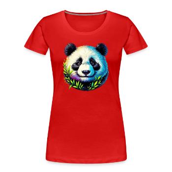 Panda - Frauen Premium Bio T-Shirt - Rot - Vorne - Mia (176cm)