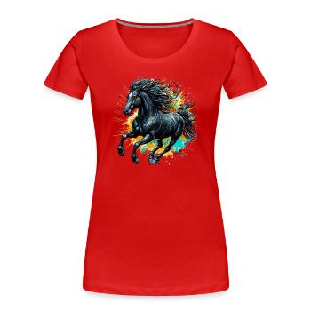 Cheval - T-shirt bio Premium Femme - rouge - Devant - Mia (176cm)