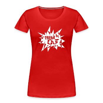 Texte de l’explosion angulaire - T-shirt bio Premium Femme - rouge - Devant - Mia (176cm)