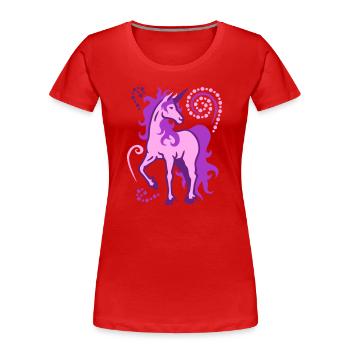 Einhorn individuell 3farbig SVG - Frauen Premium Bio T-Shirt - Rot - Vorne - Mia (176cm)