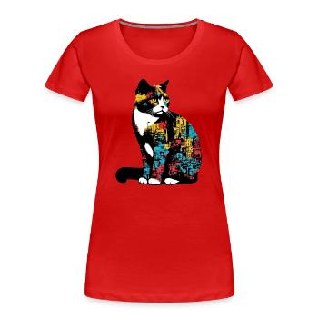 Chat - T-shirt bio Premium Femme - rouge - Devant - Mia (176cm)