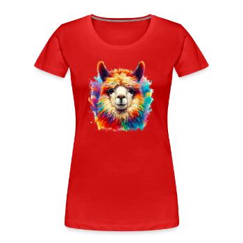 Alpaga - T-shirt bio Premium Femme - rouge - Devant - Mia (176cm)