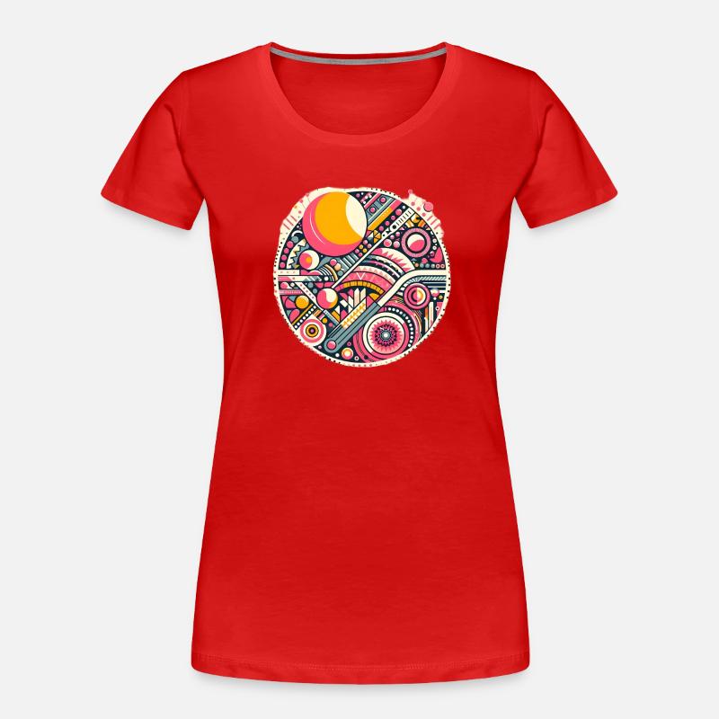 Neon Geometry — Orbit Bloom - Frauen Premium Bio T-Shirt - Rot