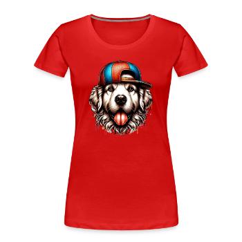 Chien - T-shirt bio Premium Femme - rouge - Devant - Mia (176cm)